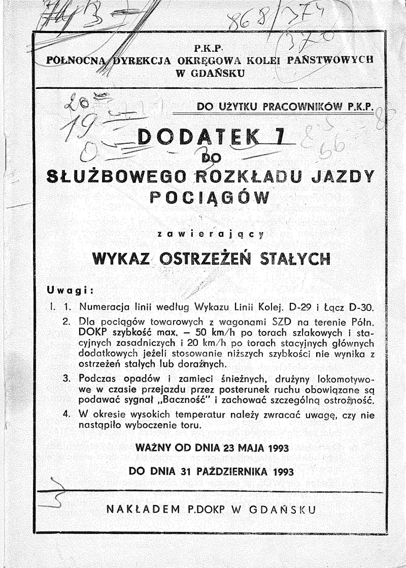 WOS Polnocna DOKP - 1993 rok